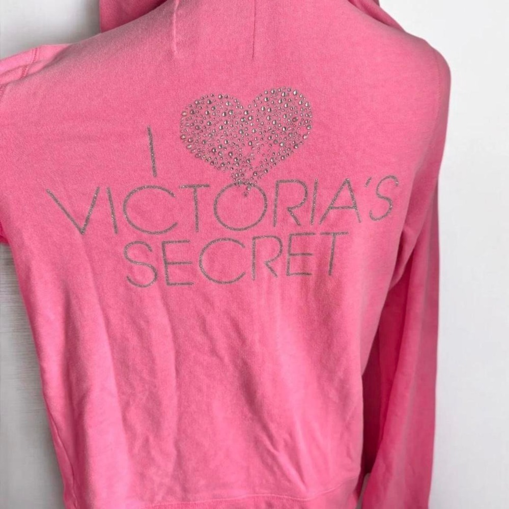 VICTORIAS SECRET Y2K SUPERMODEL ESSENTIALS Pink Heart‎ Bling Jacket Pants Set